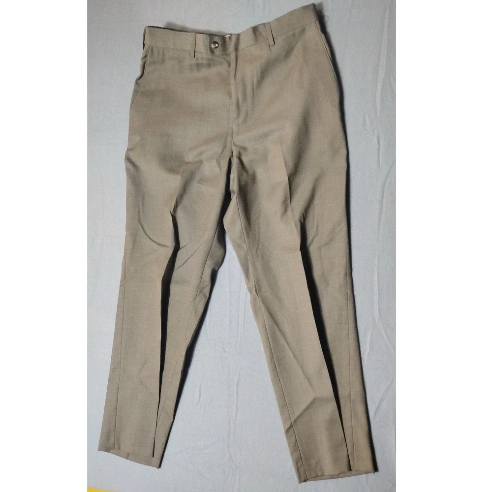 Croft‎ & Barrow Flat Front Performance Dress Pants Khaki Tan 34x30